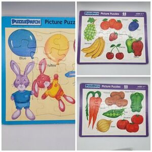90s Puzzle Patch Picture‎ Puzzles Frame Tray 25 Pieces Age 3-7 3pc